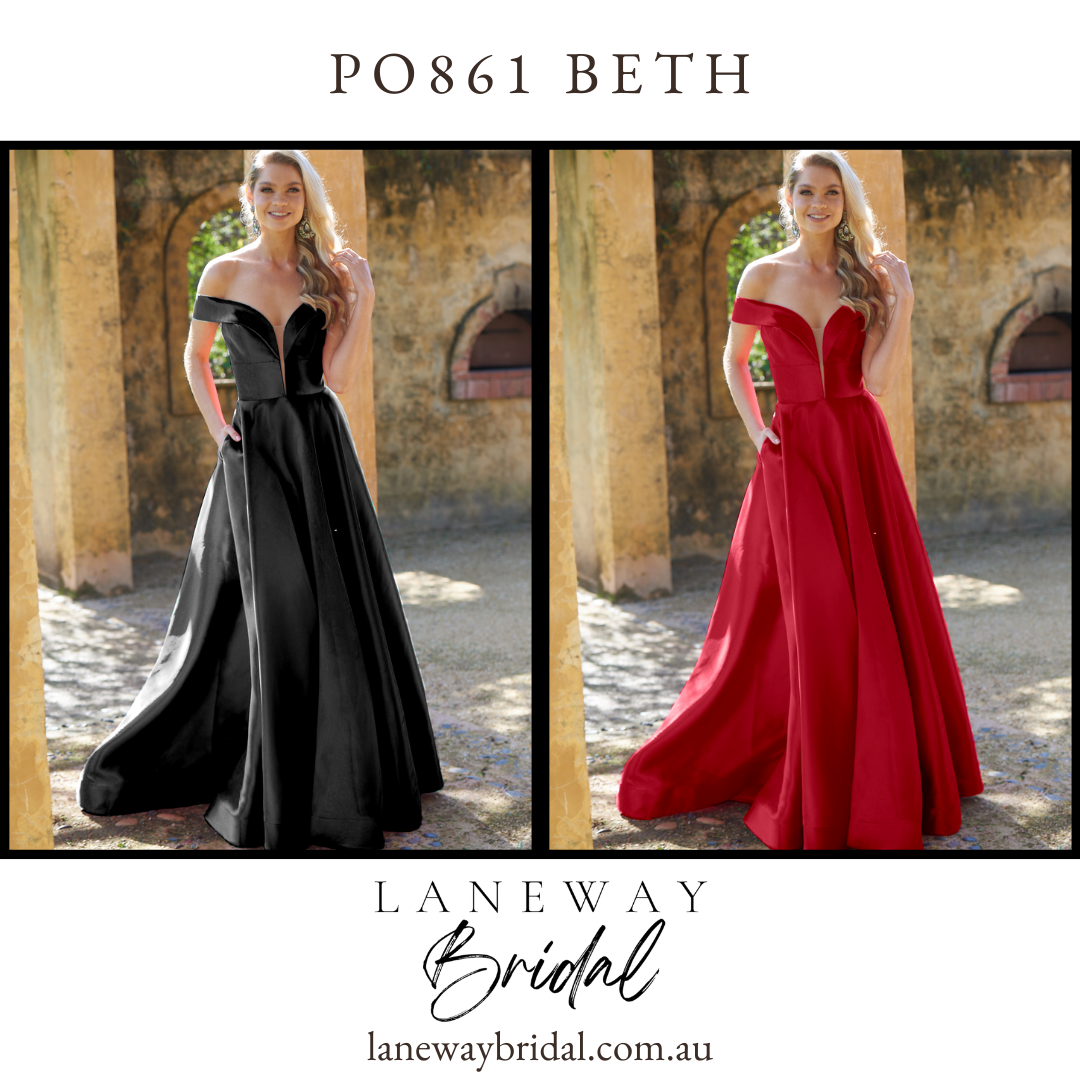 PO861 Beth Wedding Dress Black and Red Colour by Tania Olsen Designs